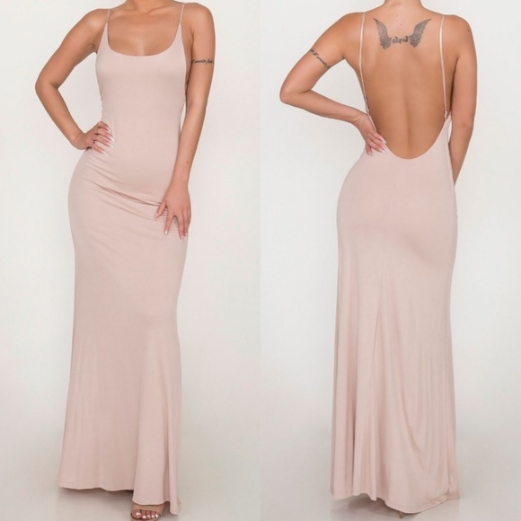 MK Boutique Dresses & Skirts - Open Back Cami Maxi Dress  - Nude